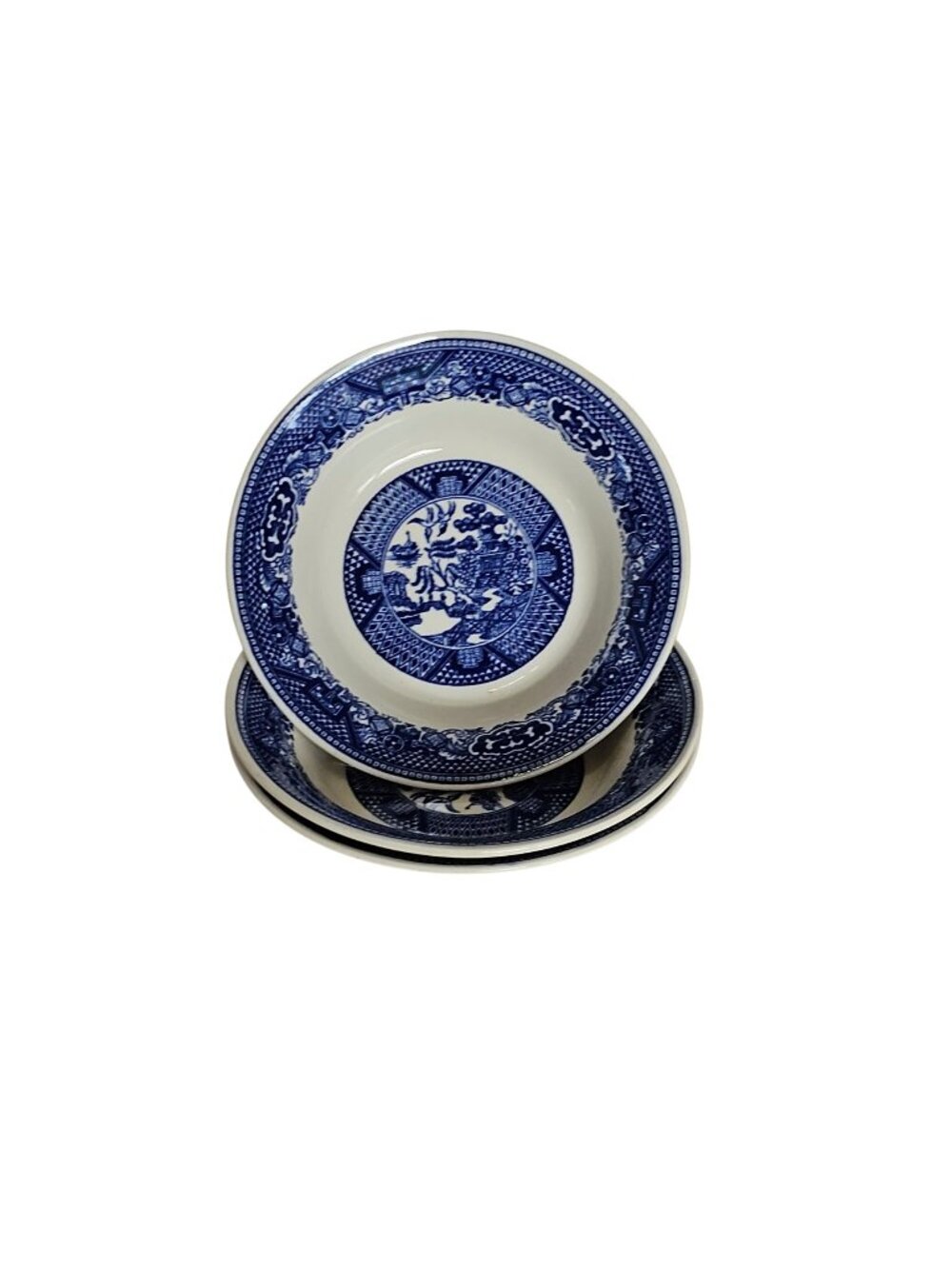 3 Royal USA Blue Willow Dessert Bowls 5" Ironstone transferware Chinoiserie